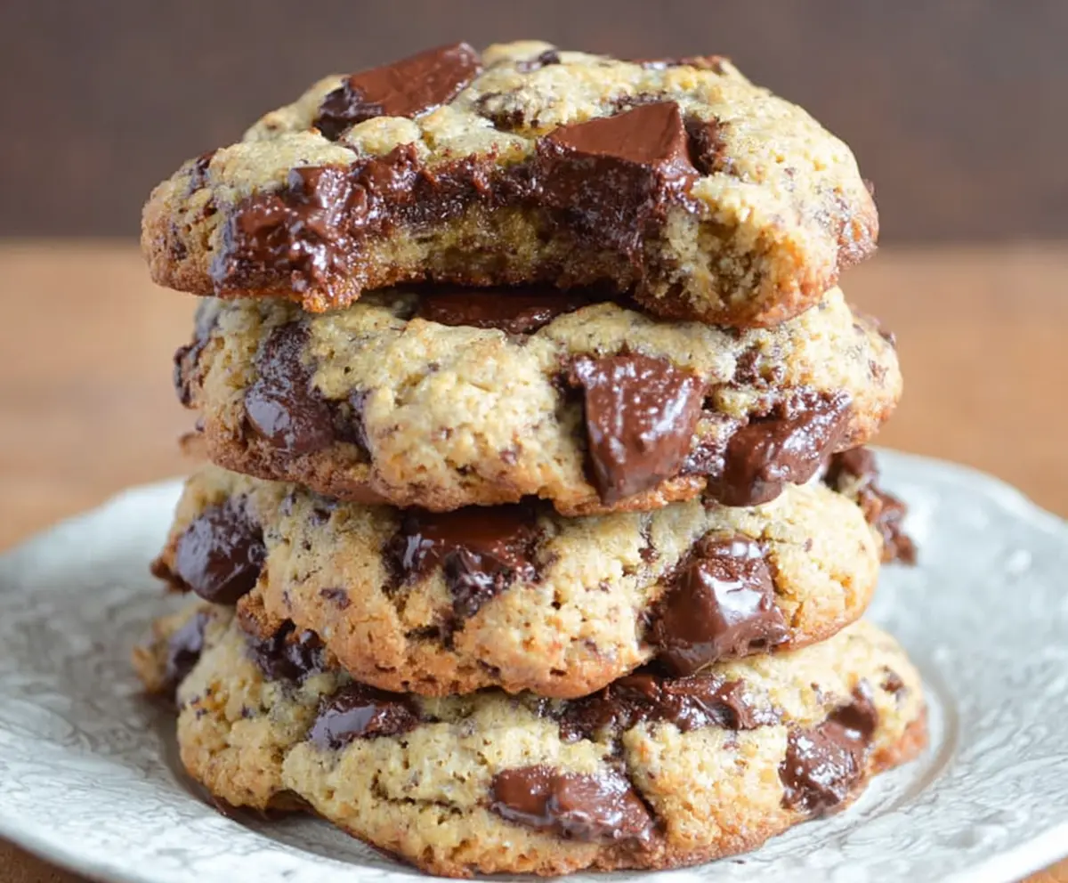 Delicious healthy chocolate chip cookies on a baking tray, perfect for a nutritious treat.