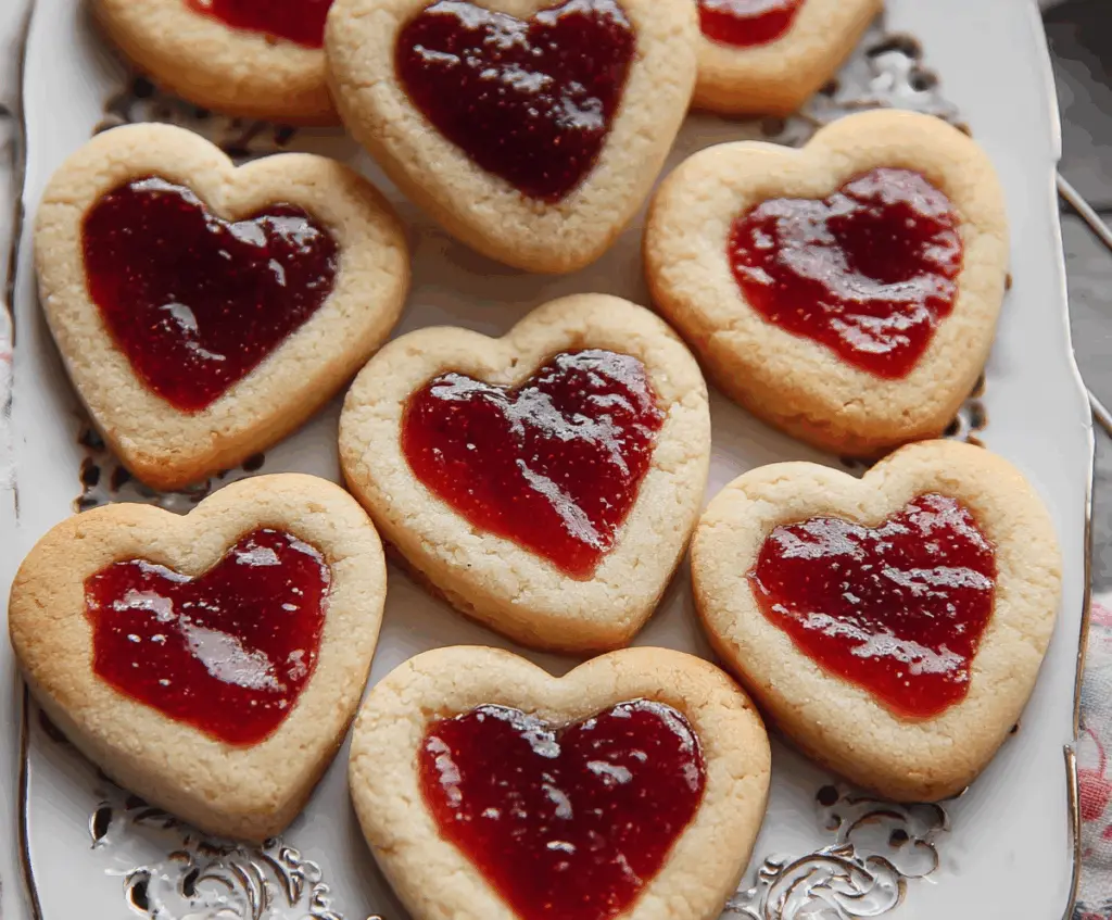 Delicious Heart Jam Valentine Cookies with red and pink icing for a romantic dessert