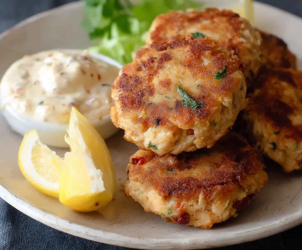 Delicious homemade Old Fashioned Salmon Patties on a plate, perfect for a healthy meal.