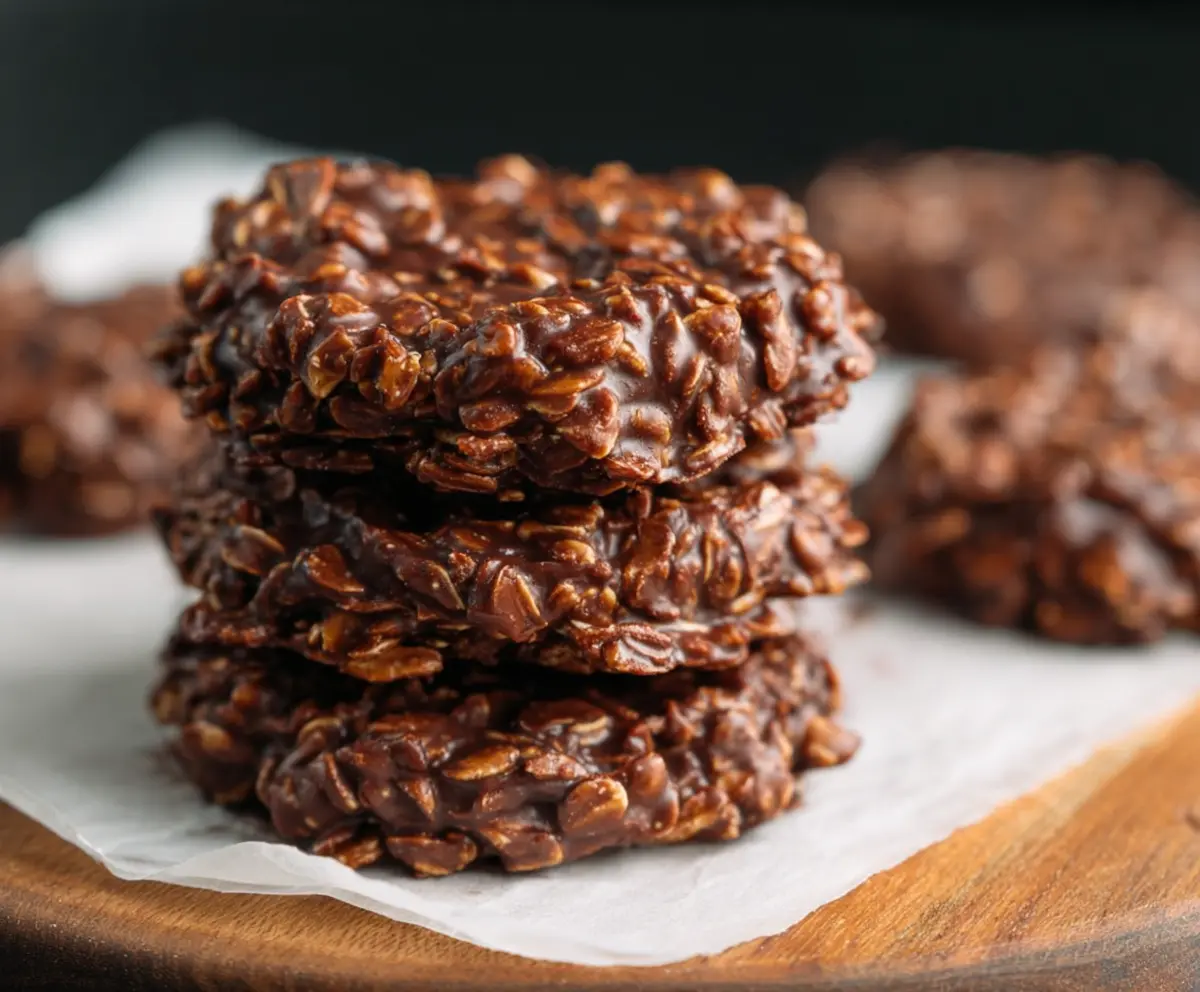 Delicious homemade no bake cookies on a plate, perfect for quick sweet treats.