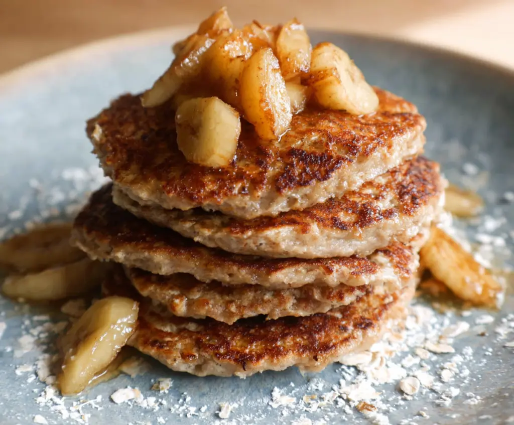 Delicious oatmeal pancakes made without bananas, perfect for a healthy breakfast option.