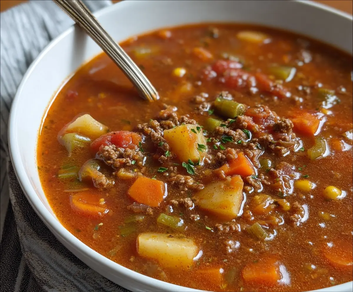 Hearty Old Fashioned Hamburger Soup