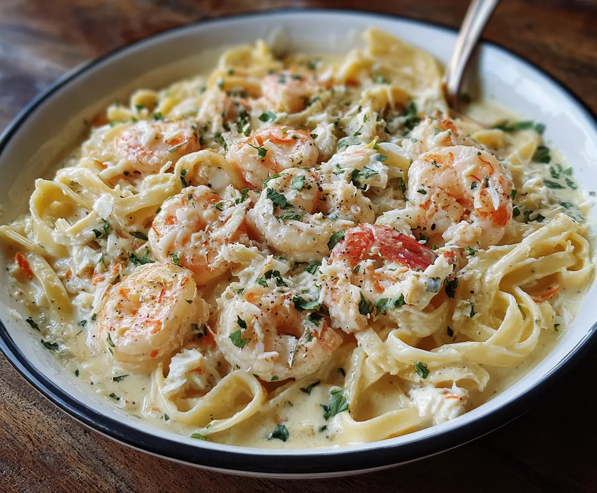 Easy One Pot Shrimp Crab Alfredo