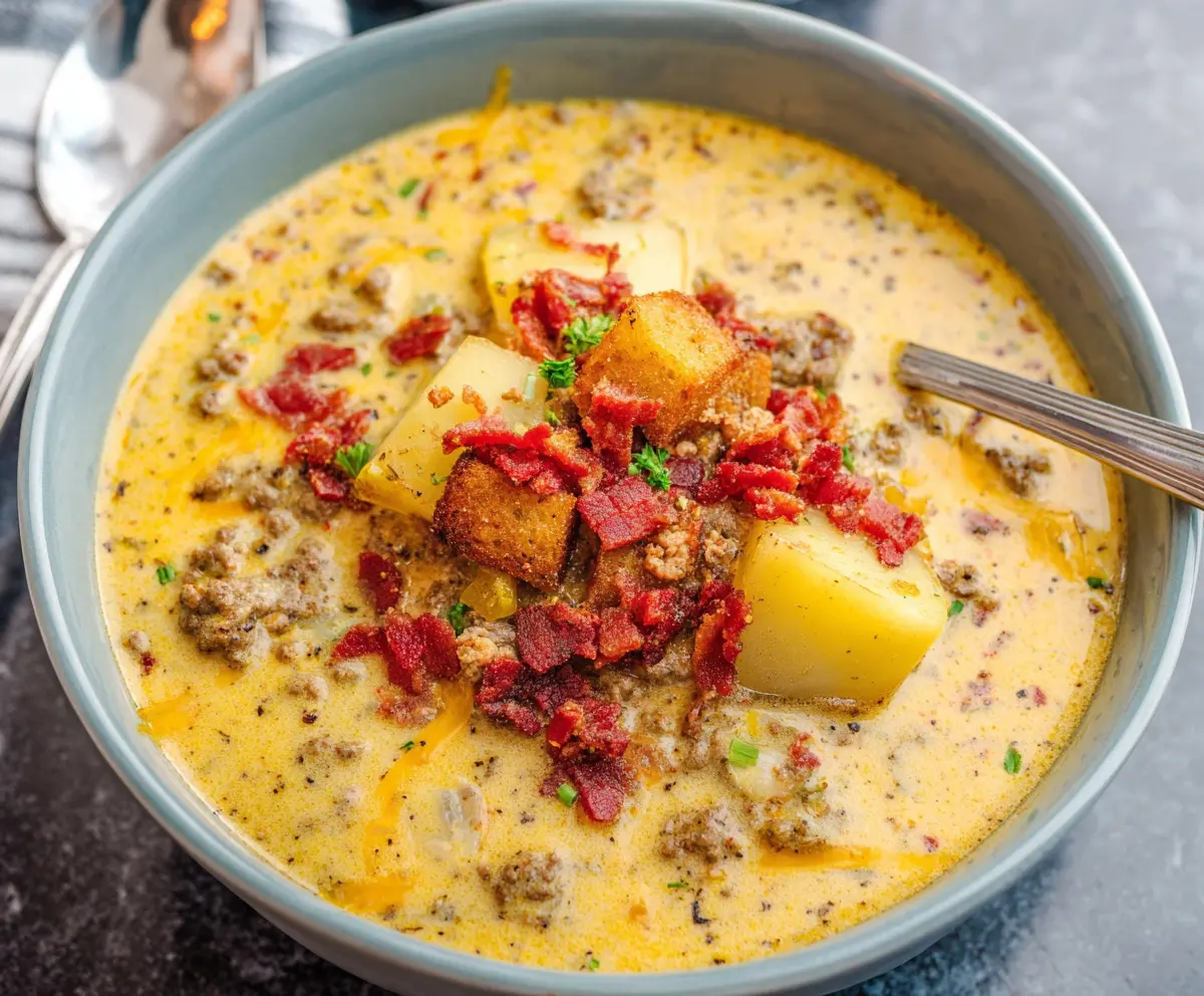 Rich & Creamy Cheeseburger Soup