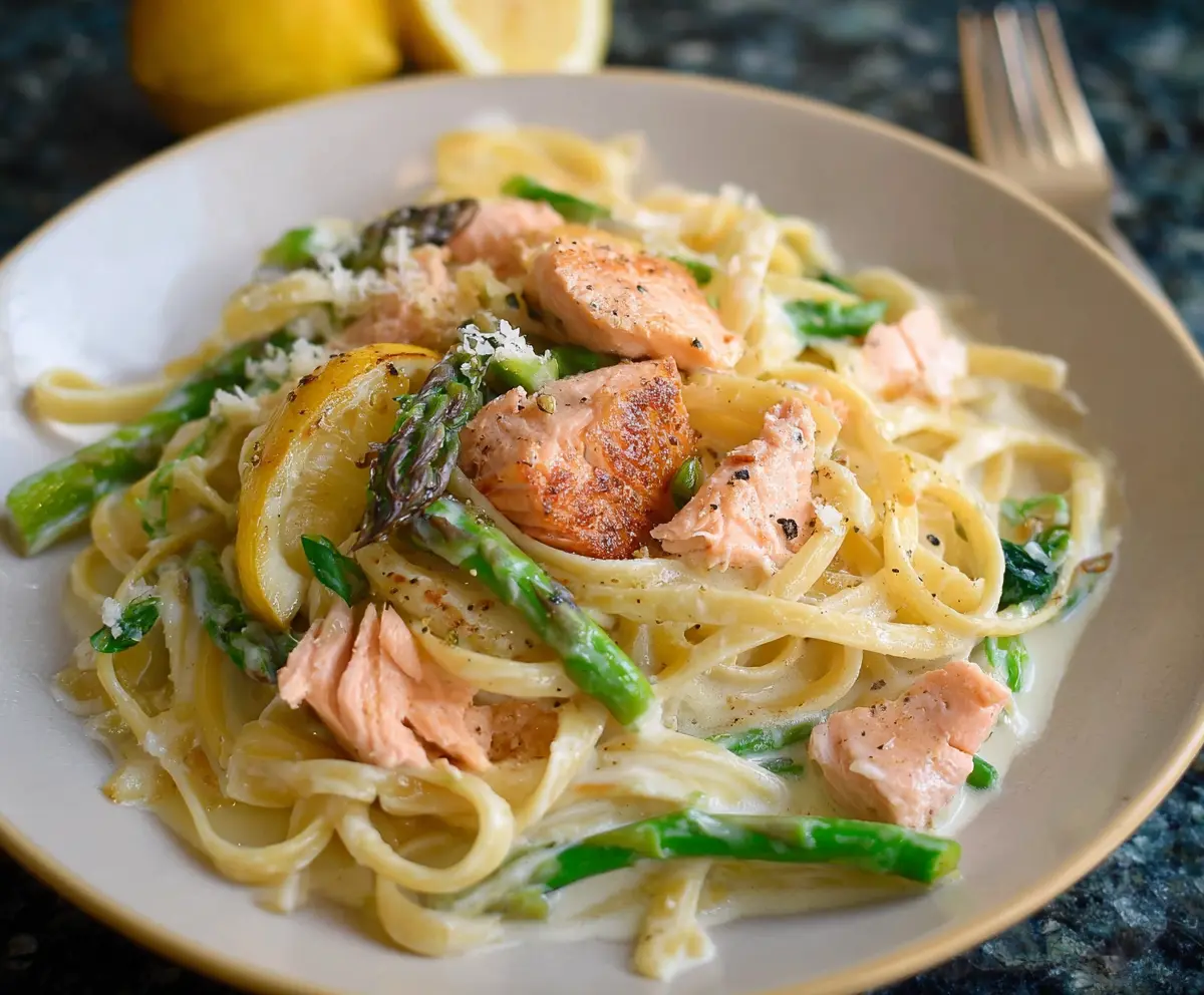 Creamy Lemon Salmon Pasta