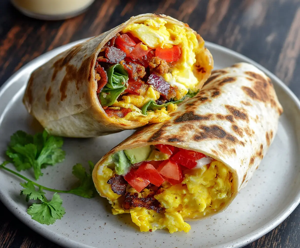 Healthy breakfast burritos filled with fresh eggs, vegetables, and lean proteins for a nutritious start to your day.