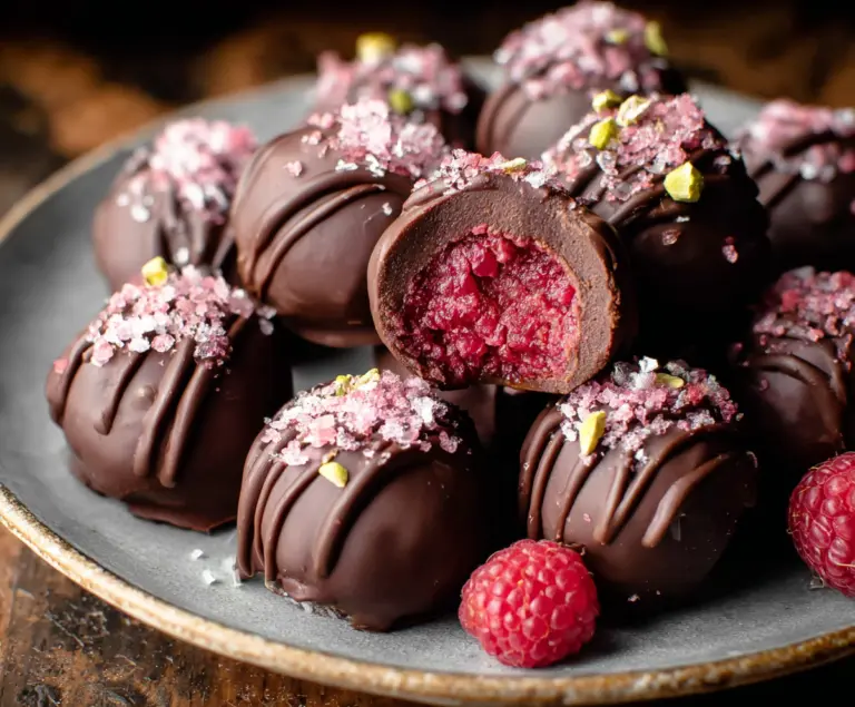 Chocolate Raspberry Truffles as valentines desserts