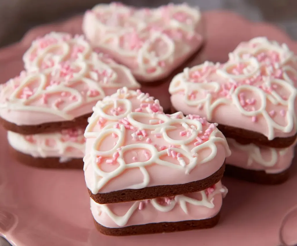 Delicious Copycat Little Debbie Valentines Cakes with vibrant pink and festive decorations