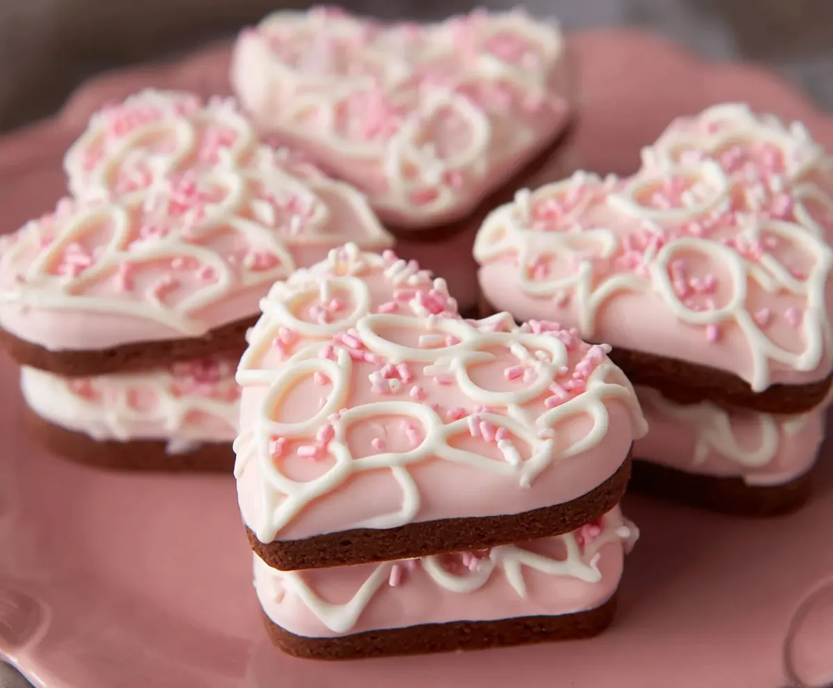 Delicious Copycat Little Debbie Valentines Cakes with vibrant pink and festive decorations