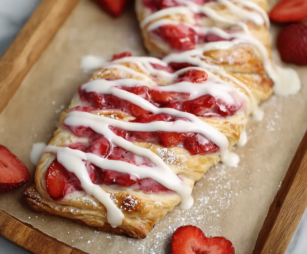 Valentines desserts : Vegan Strawberry Cream Danish