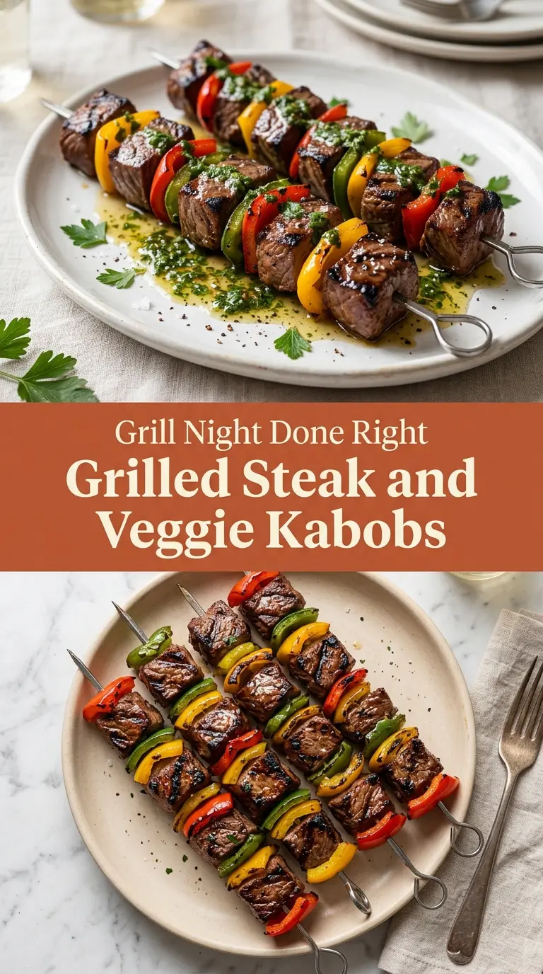 Grilled Steak and Veggie Kabobs smoky colorful
