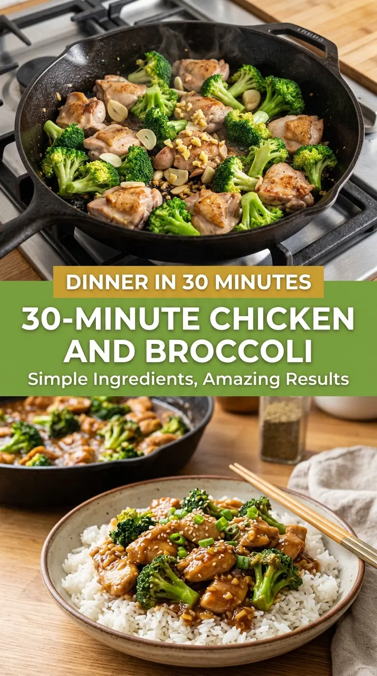 30-Minute Chicken and Broccoli, savory garlic-ginger