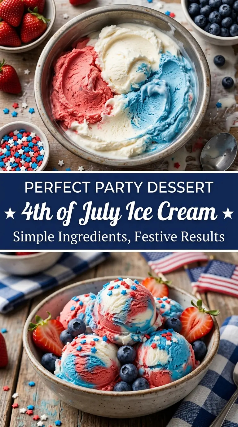4th of July Ice Cream creamy swirls festive berries