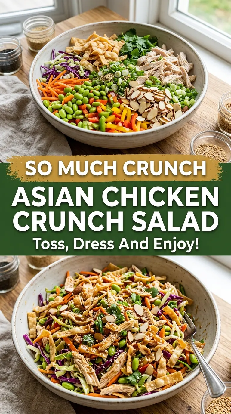 Asian Chicken Crunch Salad with Sesame Ginger Dressing crisp colorful crunchy