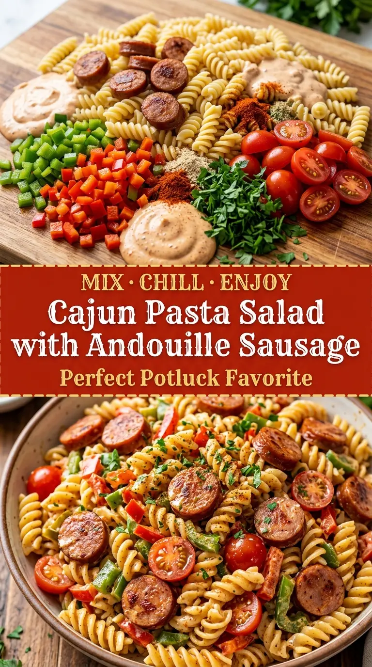 Cajun Pasta Salad with Andouille Sausage smoky creamy colorful