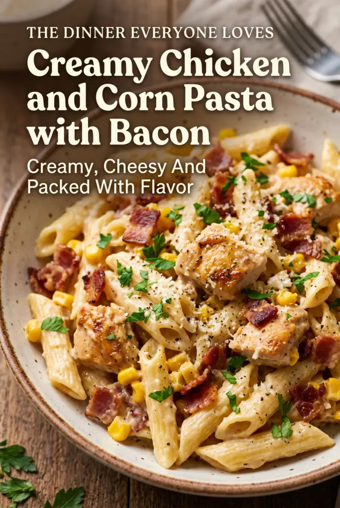 Creamy Chicken and Corn Pasta with Bacon
