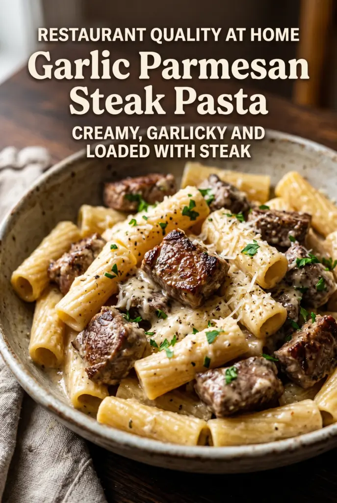 Creamy Garlic Parmesan Steak Pasta