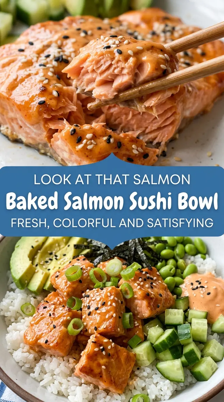Easy Baked Salmon Sushi Bowl salmon rice avocado