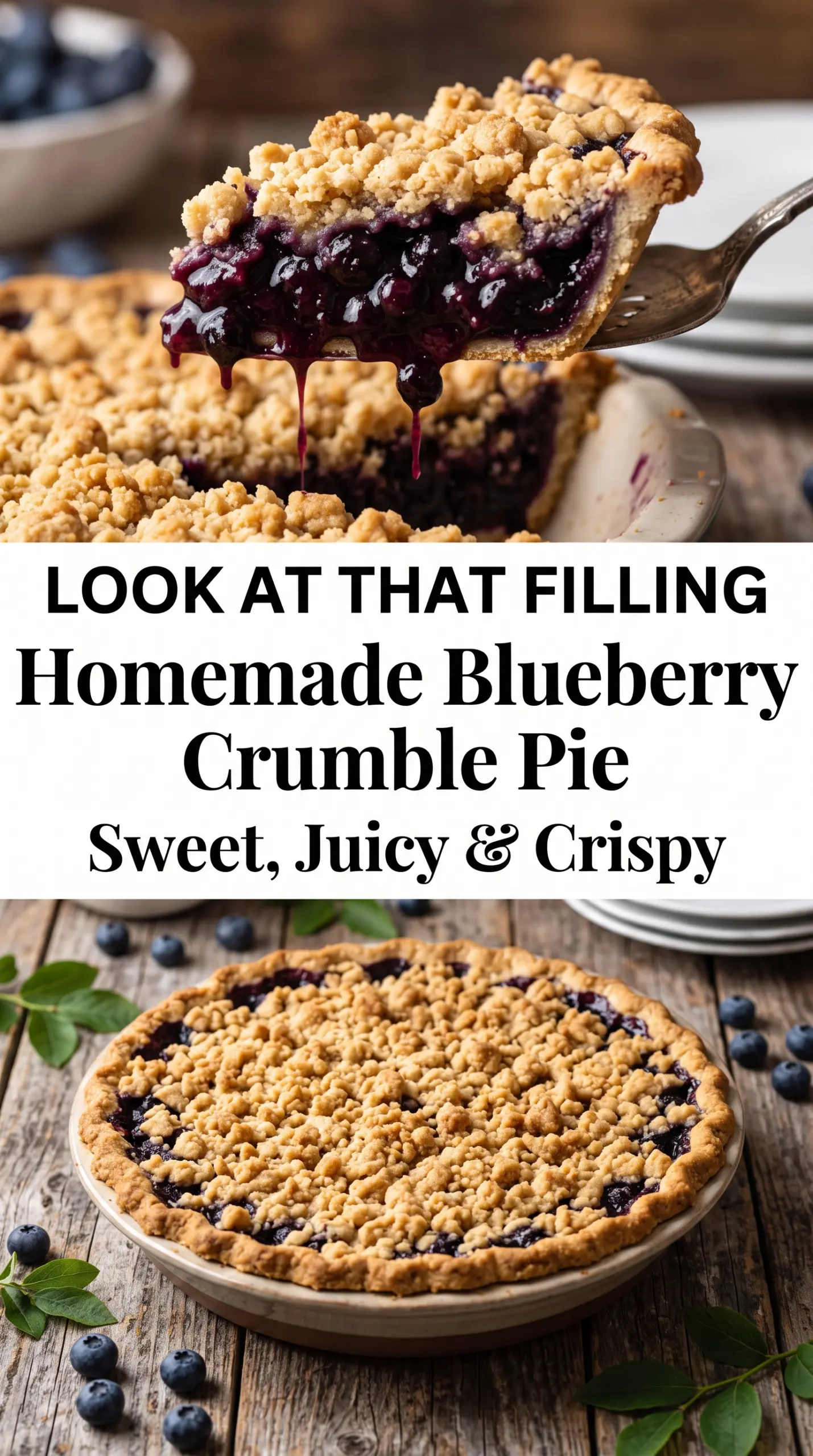 Homemade Blueberry Crumble Pie juicy crumble cinnamon