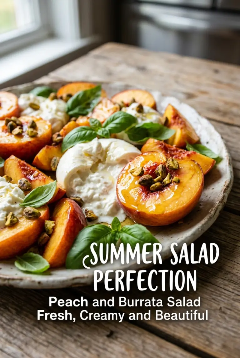 Peach and Burrata Salad with Honey Basil Dressing