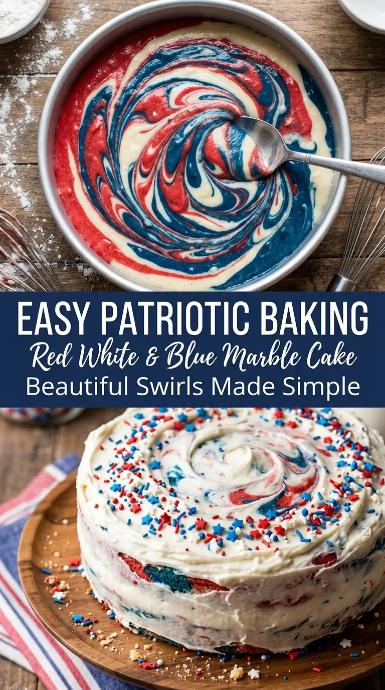 Red White & Blue Marble Cake