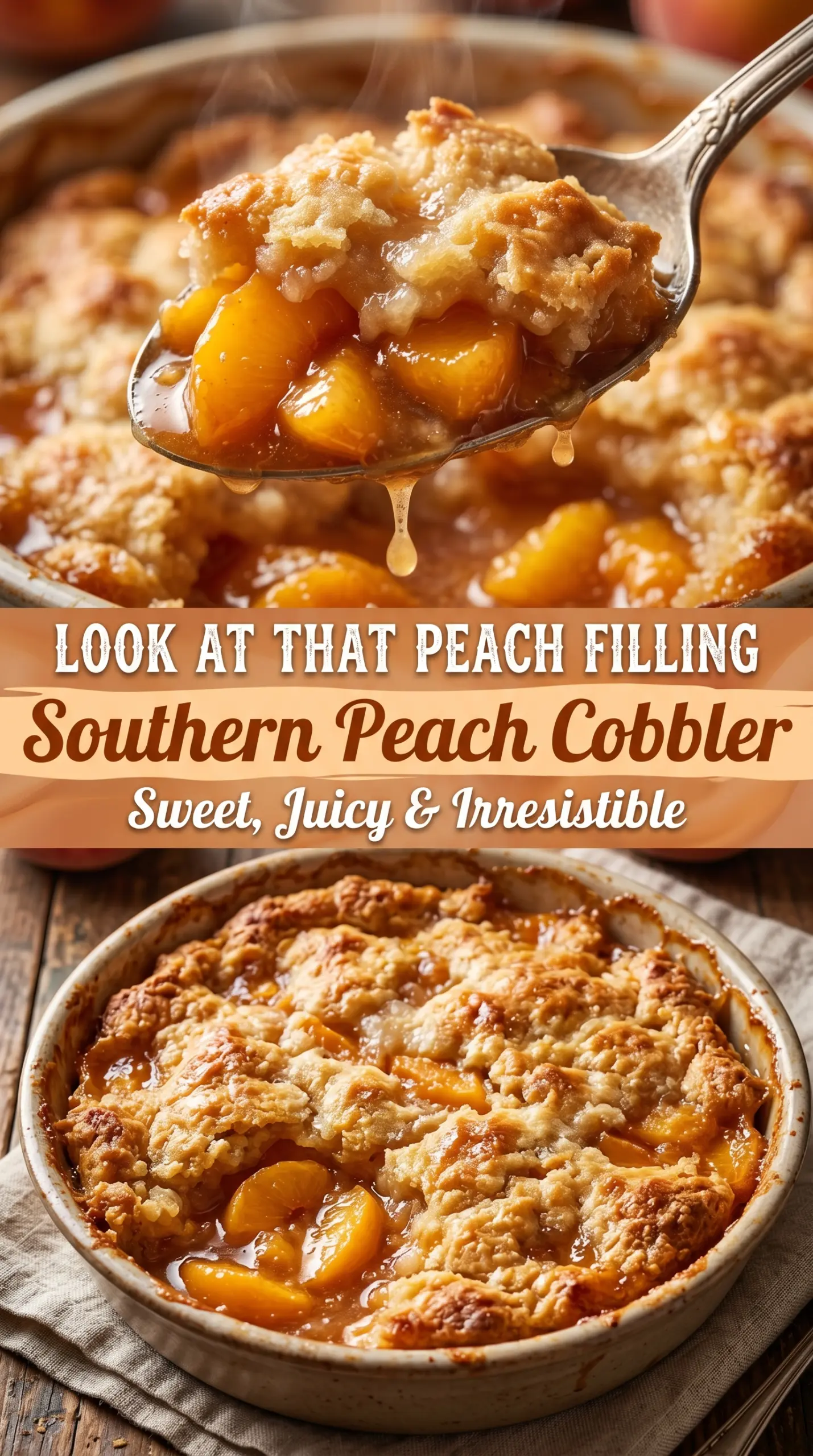 Southern Peach Cobbler juicy buttery cinnamon