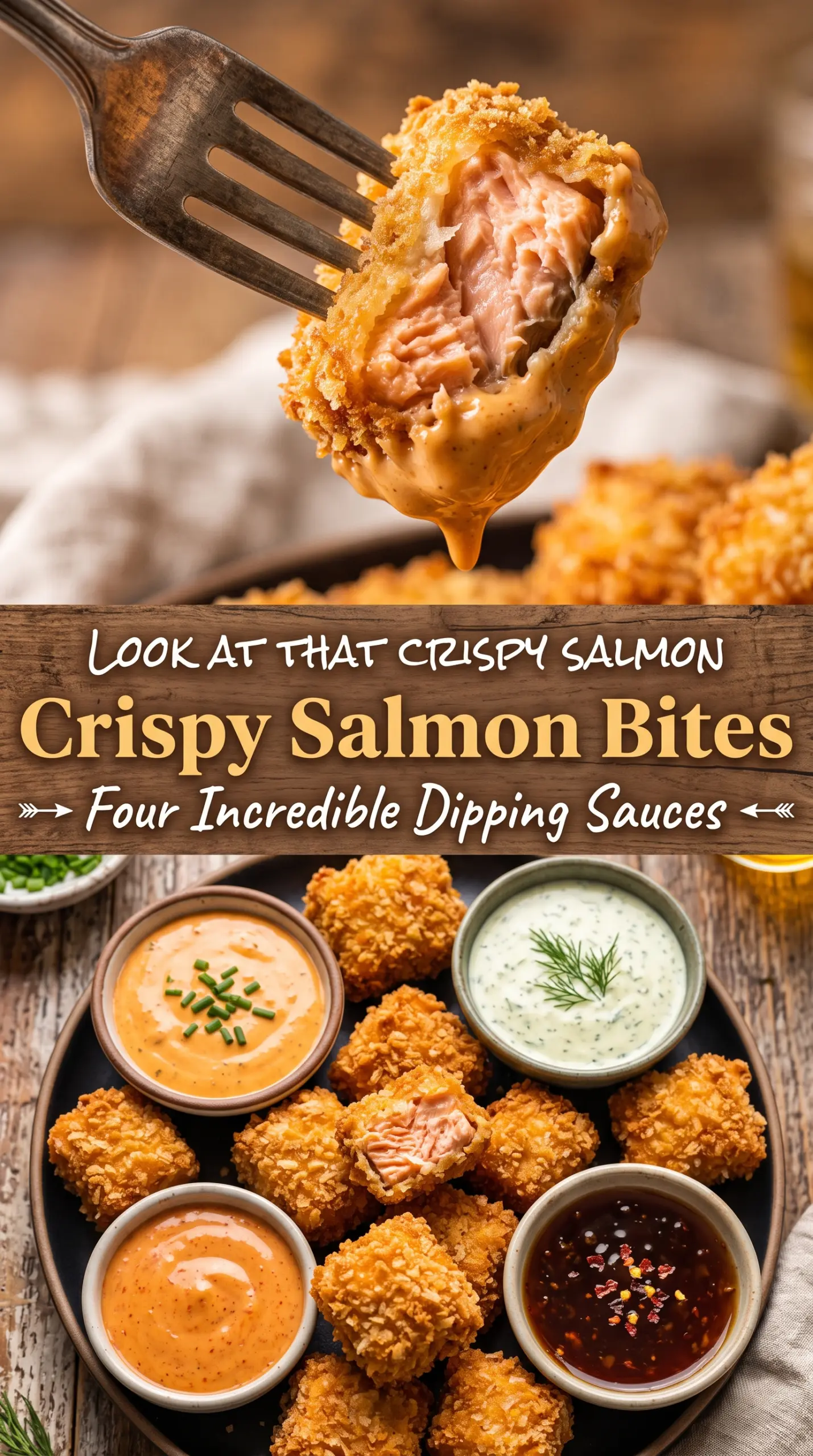Crispy Salmon Bites with 4 Easy Sauces crispy flaky saucy
