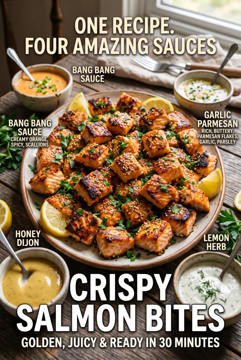 Crispy Salmon Bites with 4 Easy Sauces