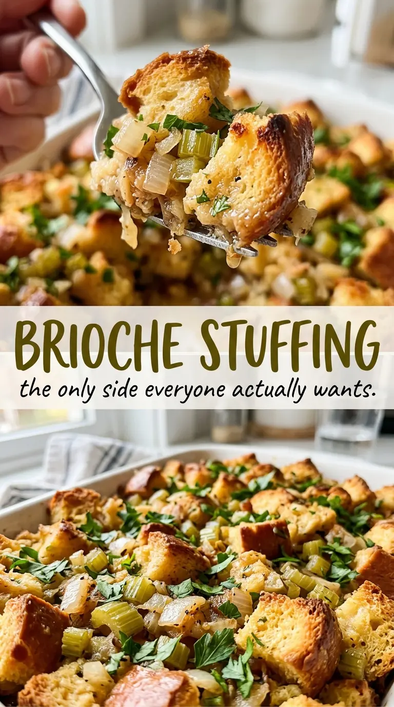 Brioche stuffing with crisp golden top