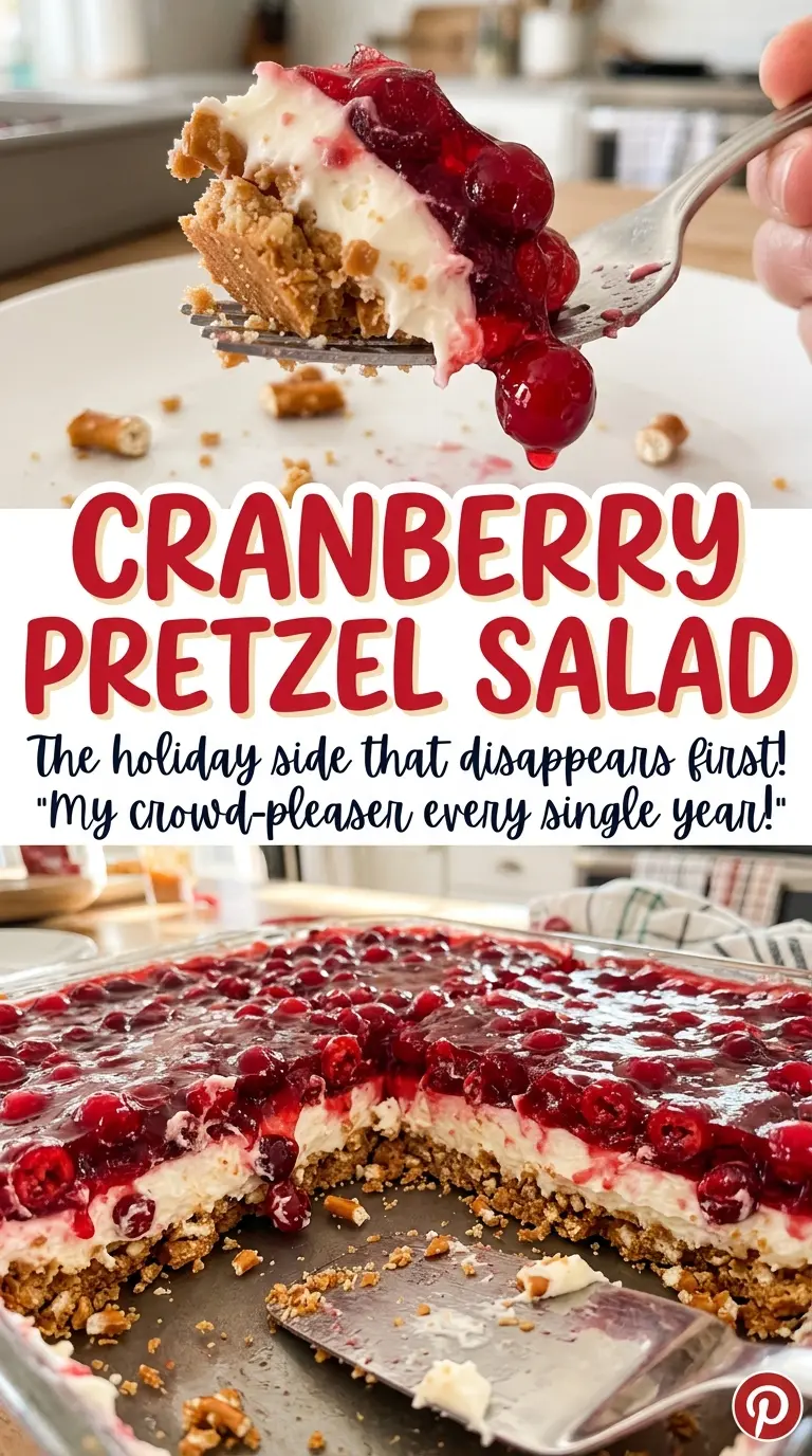 Cranberry Pretzel Salad cranberry topped squares