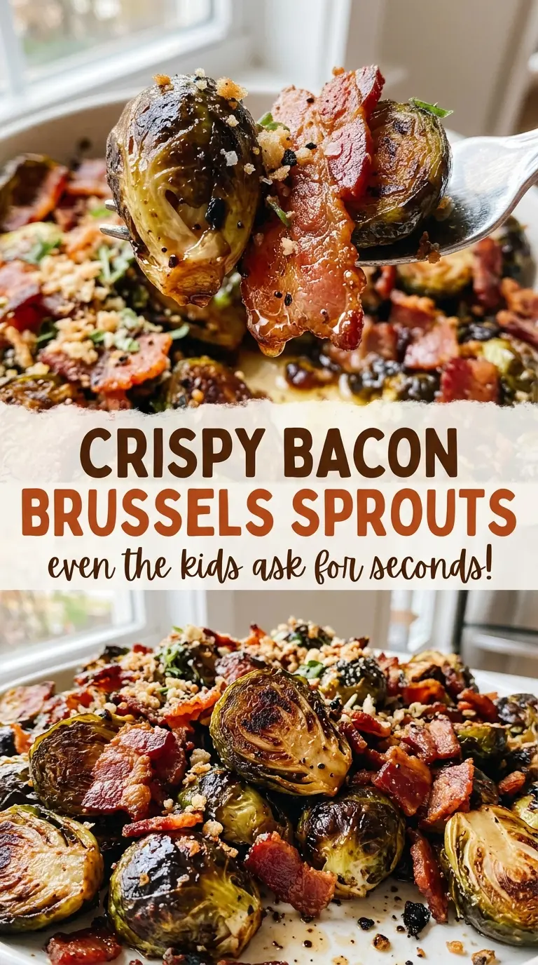 Crispy Bacon Brussels Sprouts with browned edges