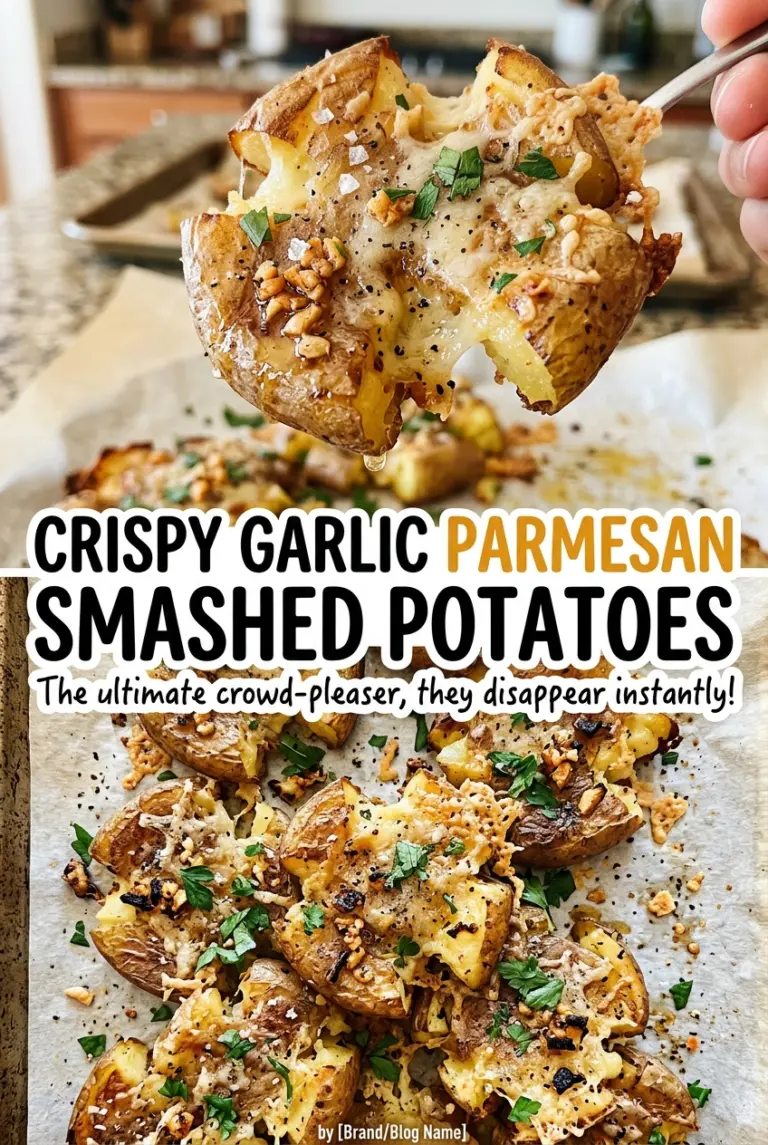 Crispy Garlic Parmesan Smashed Potatoes