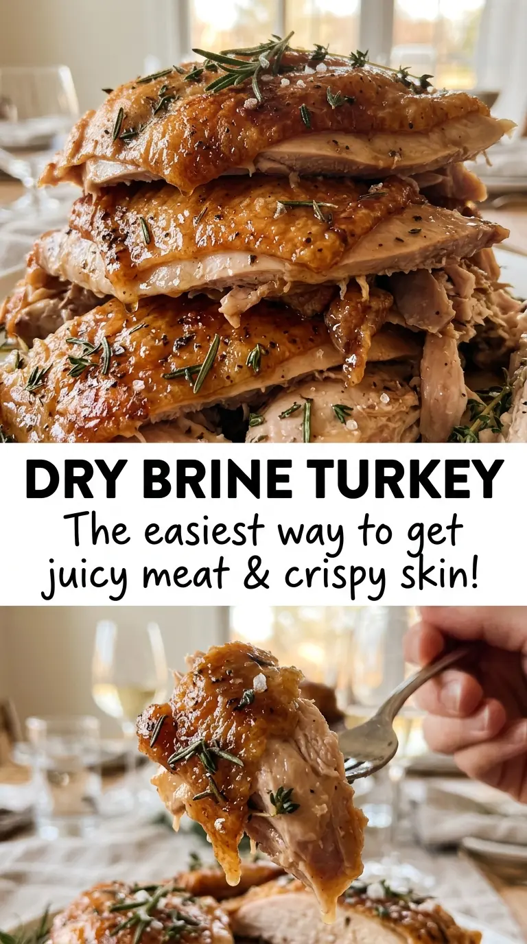 Dry Brine Turkey with crisp browned skin