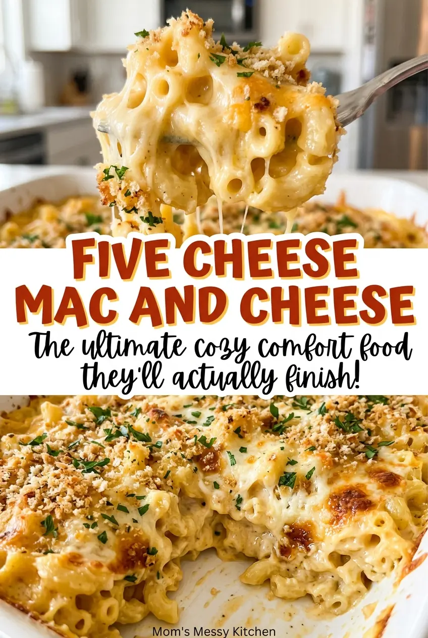 Five Cheese Mac and Cheese creamy baked macaroni