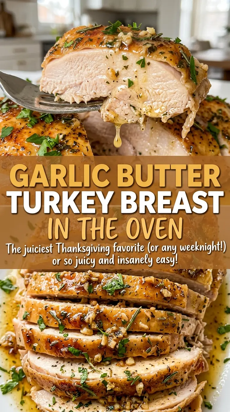 Garlic butter turkey breast juicy carved slices