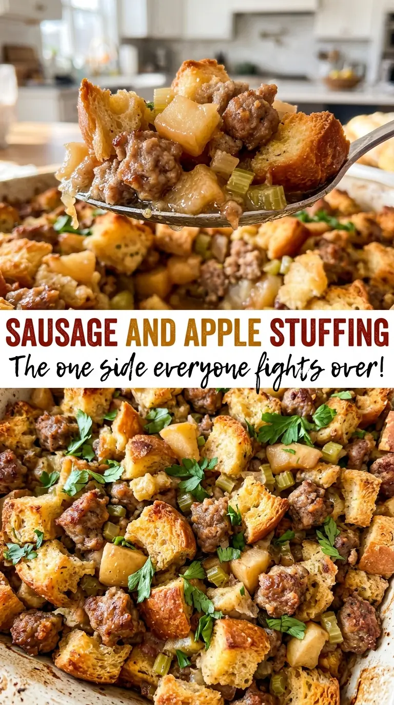 Sausage and Apple Stuffing with golden top