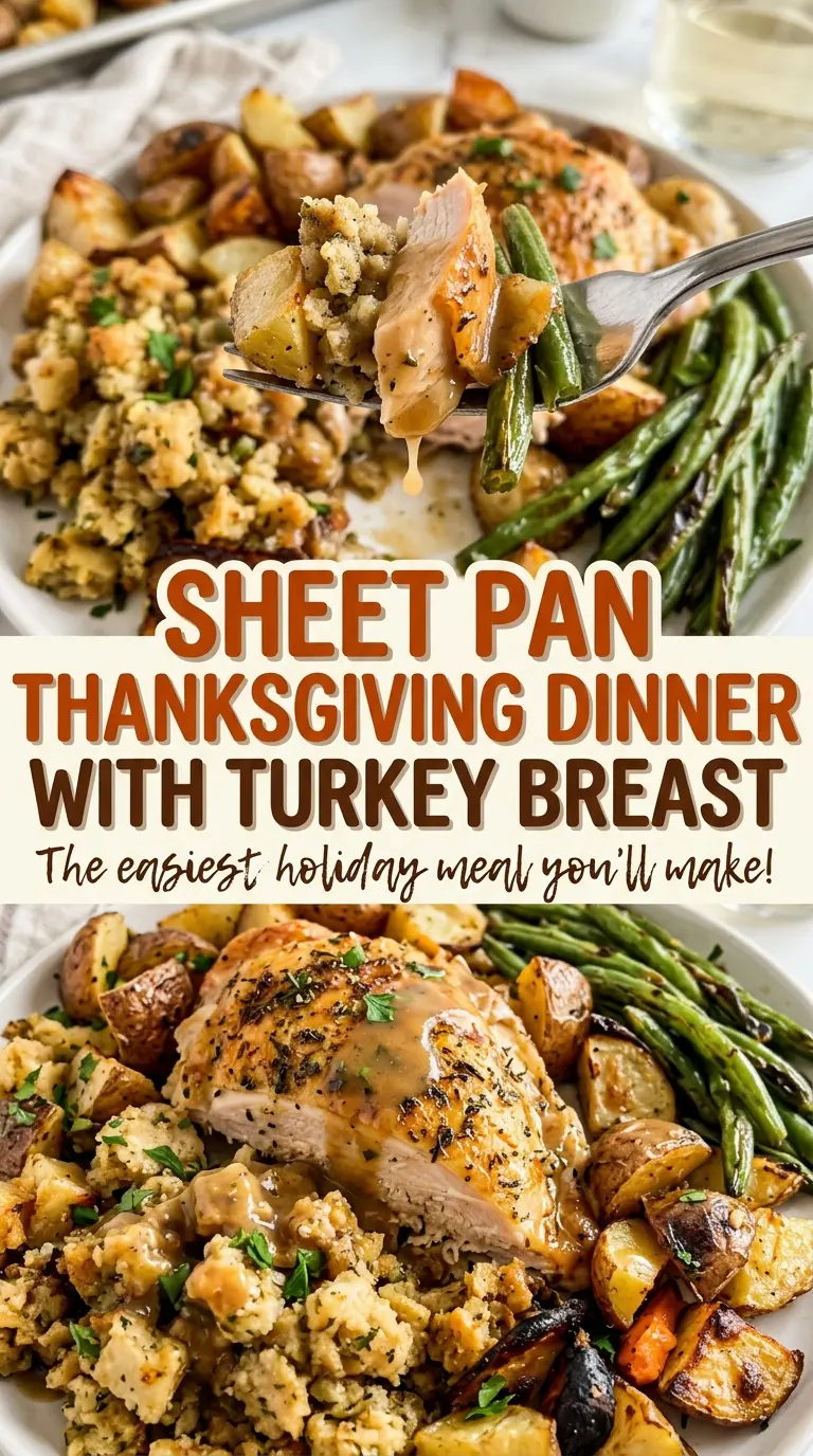 Sheet Pan Thanksgiving Dinner with Turkey Breast herb-roasted vegetables