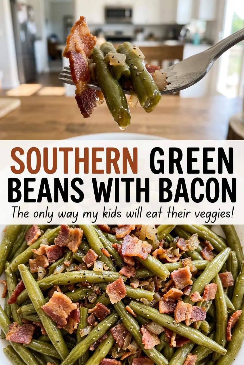 Southern Green Beans with Bacon, tender savory beans