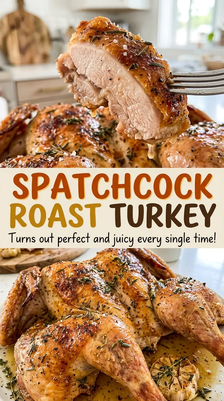Spatchcock roast turkey with browned juicy skin