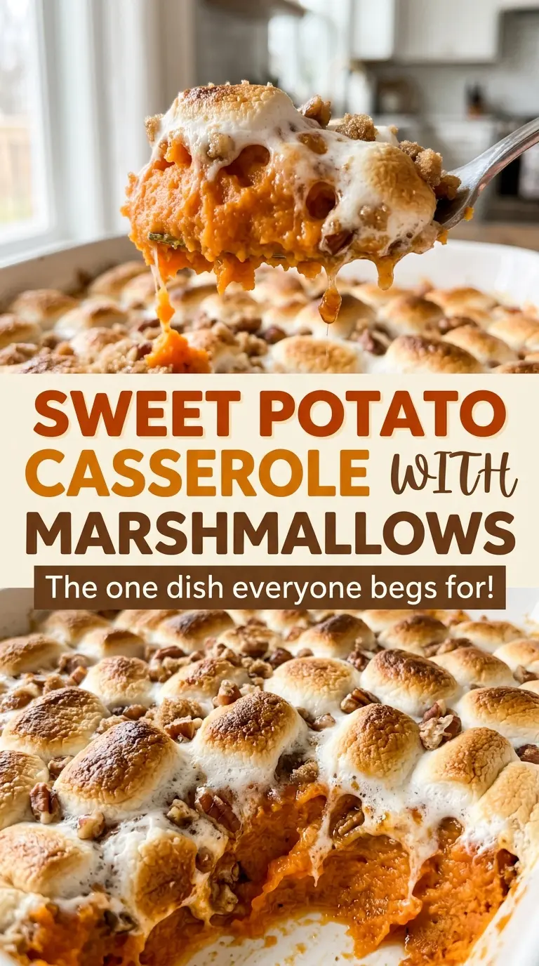 Sweet potato casserole with marshmallows creamy filling