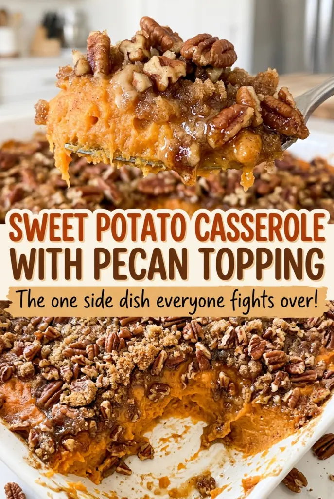Sweet Potato Casserole with Pecan Topping
