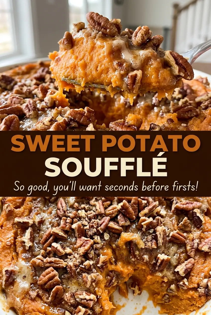 Sweet Potato Soufflé golden pecan top
