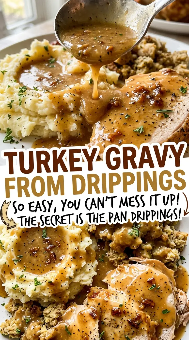 Turkey gravy from drippings, rich and silky
